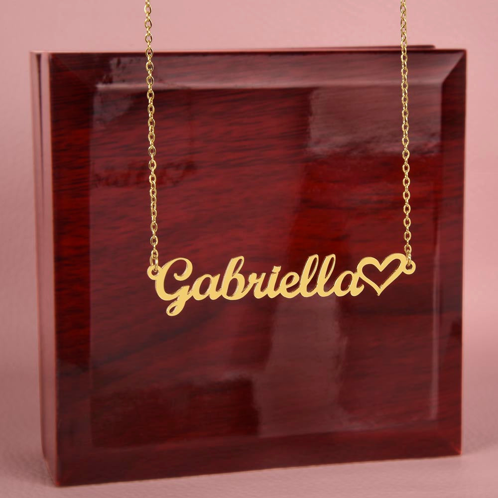 Personalized Heart Name Necklace - Custom Cursive Gift