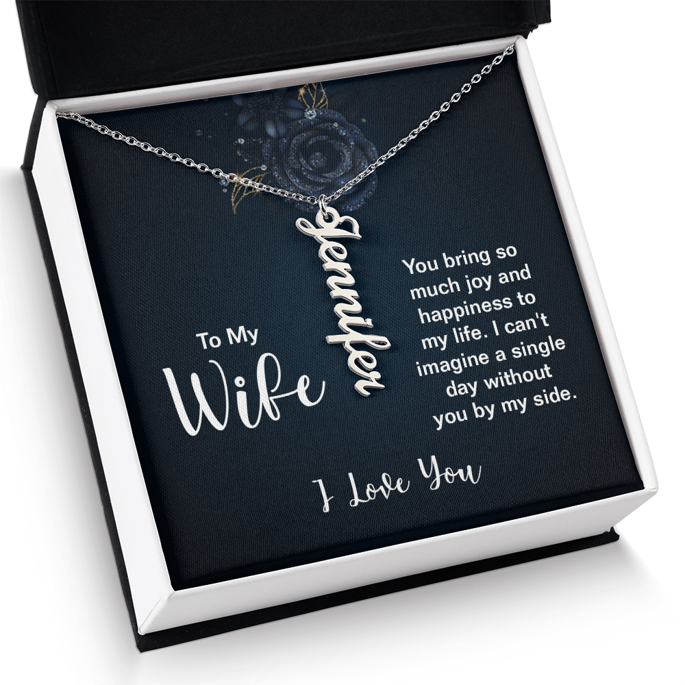 Personalized Vertical Name Necklace - Custom Cursive Gift for Her
