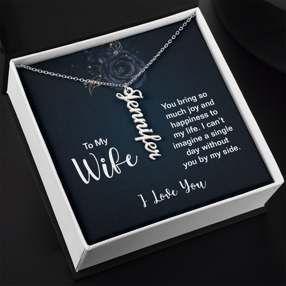 Personalized Vertical Name Necklace - Custom Cursive Gift for Her