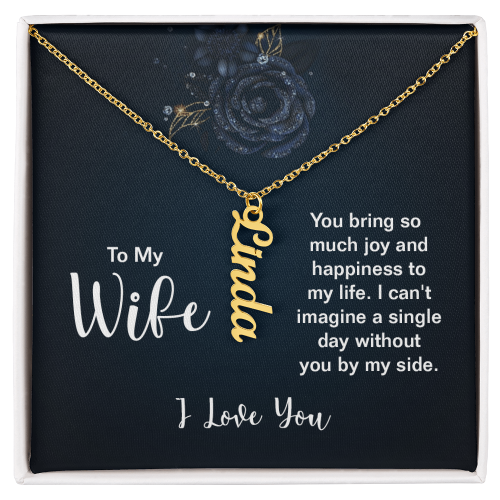 Personalized Vertical Name Necklace - Custom Cursive Gift for Her