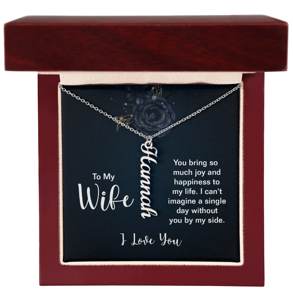 Personalized Vertical Name Necklace - Custom Cursive Gift for Her