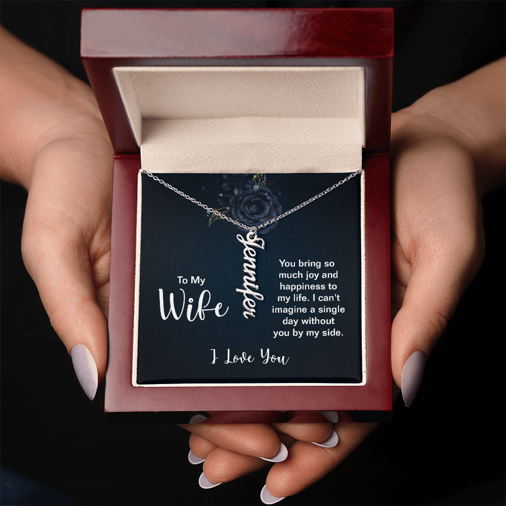 Personalized Vertical Name Necklace - Custom Cursive Gift for Her