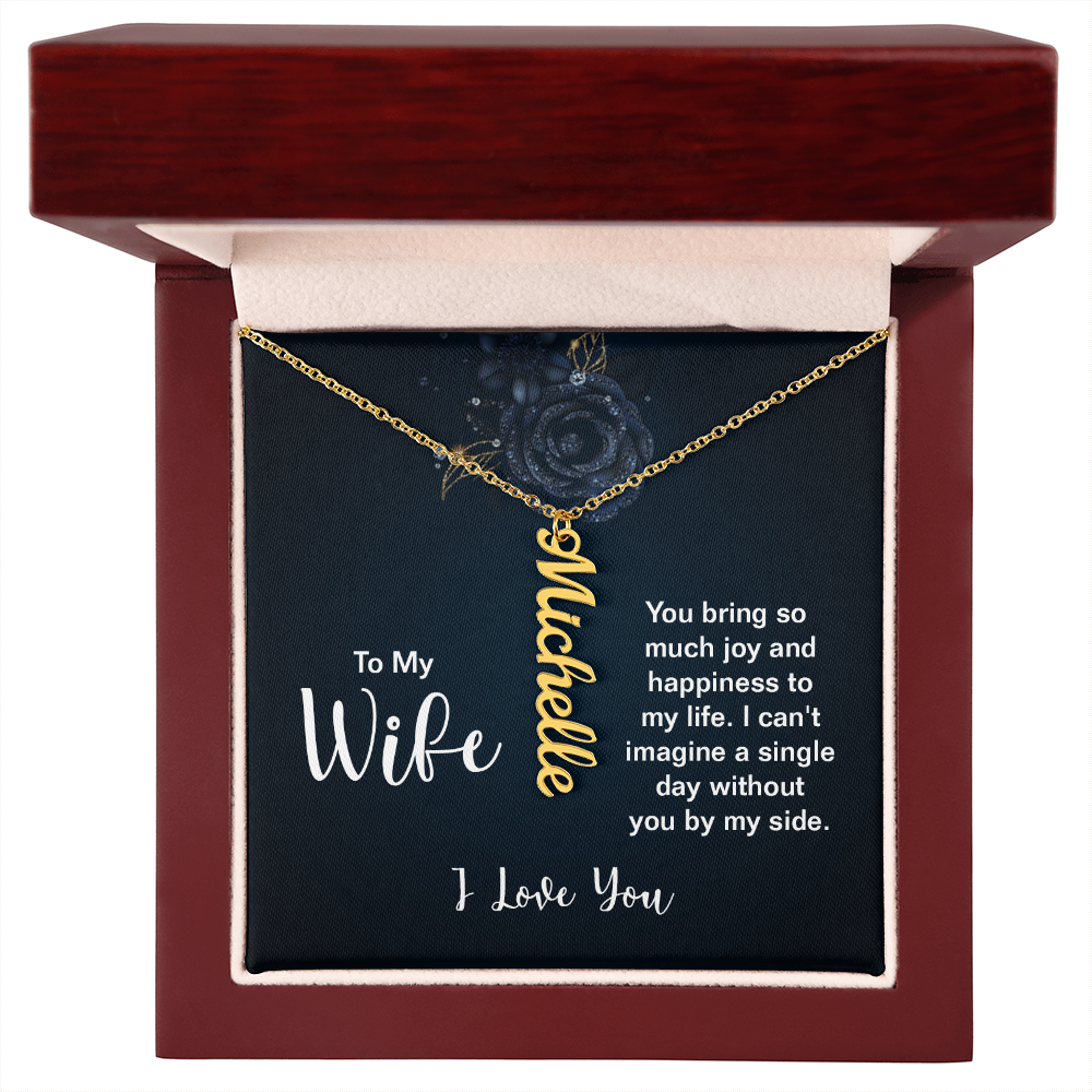 Personalized Vertical Name Necklace - Custom Cursive Gift for Her