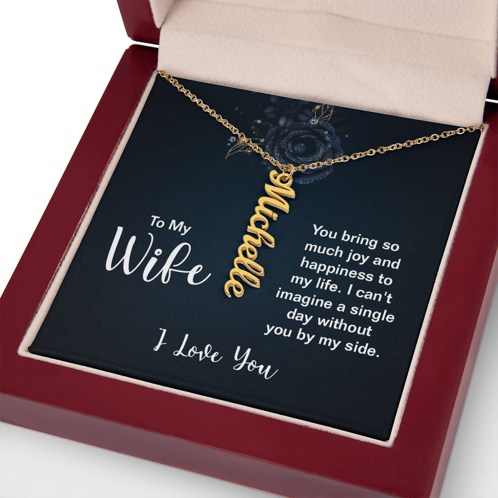 Personalized Vertical Name Necklace - Custom Cursive Gift for Her