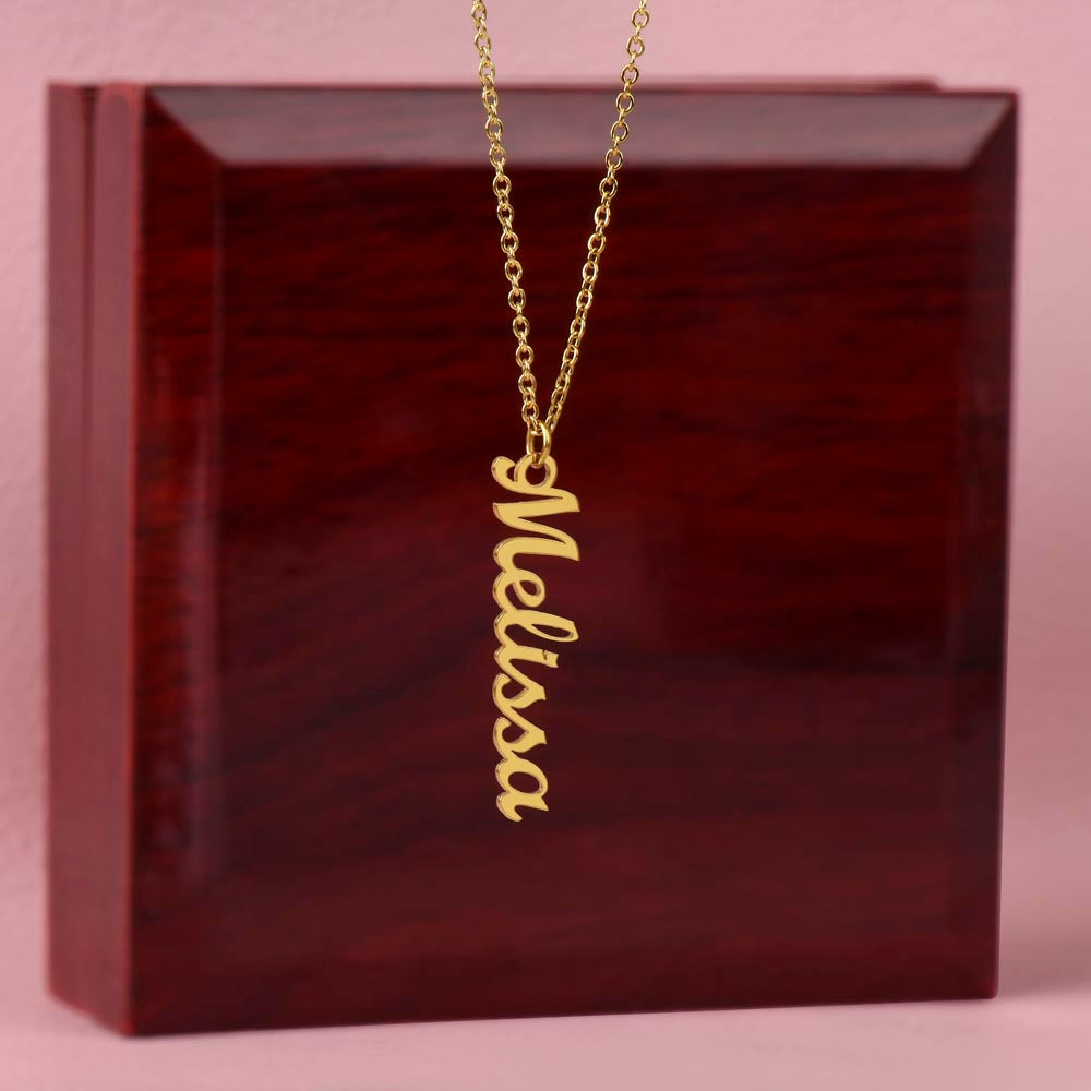 To My Sister – Personalized Vertical Name Necklace Gift Set