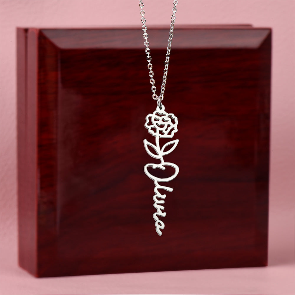 Flower Name Necklace (No Message Card)