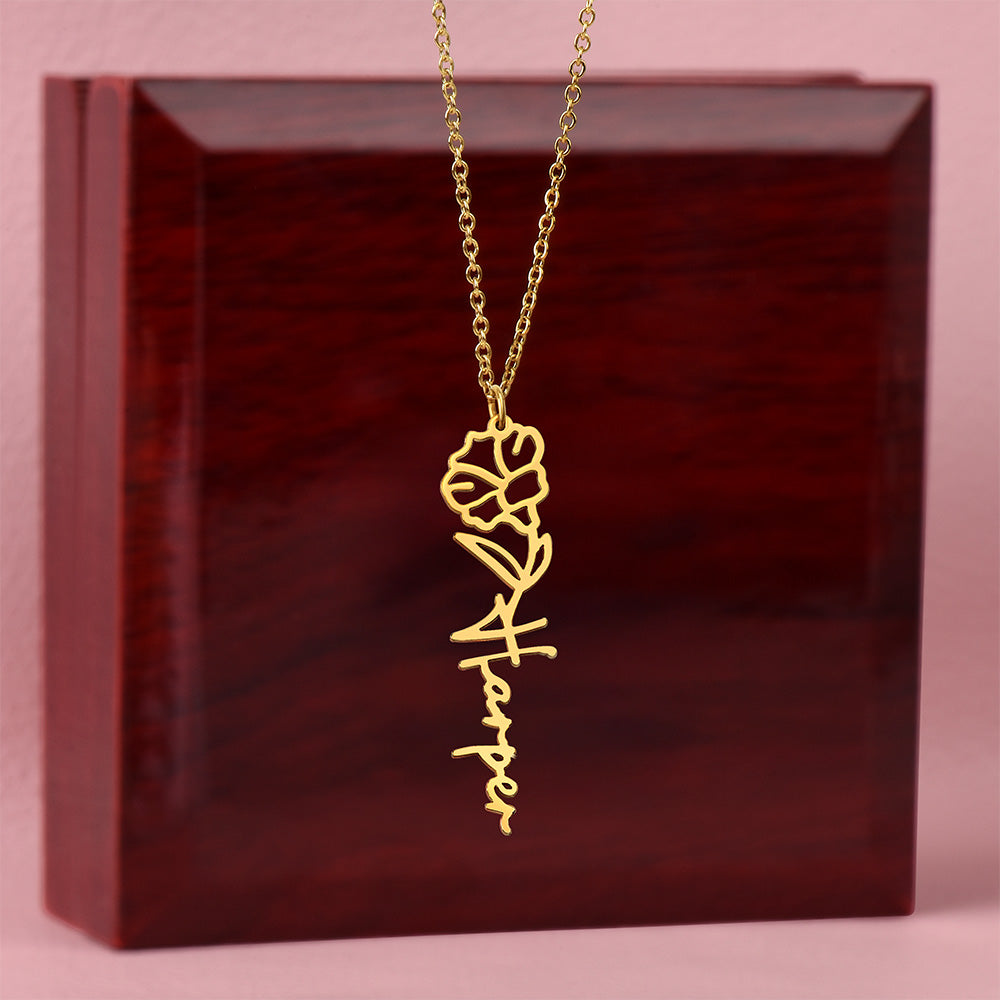 Flower Name Necklace (No Message Card)