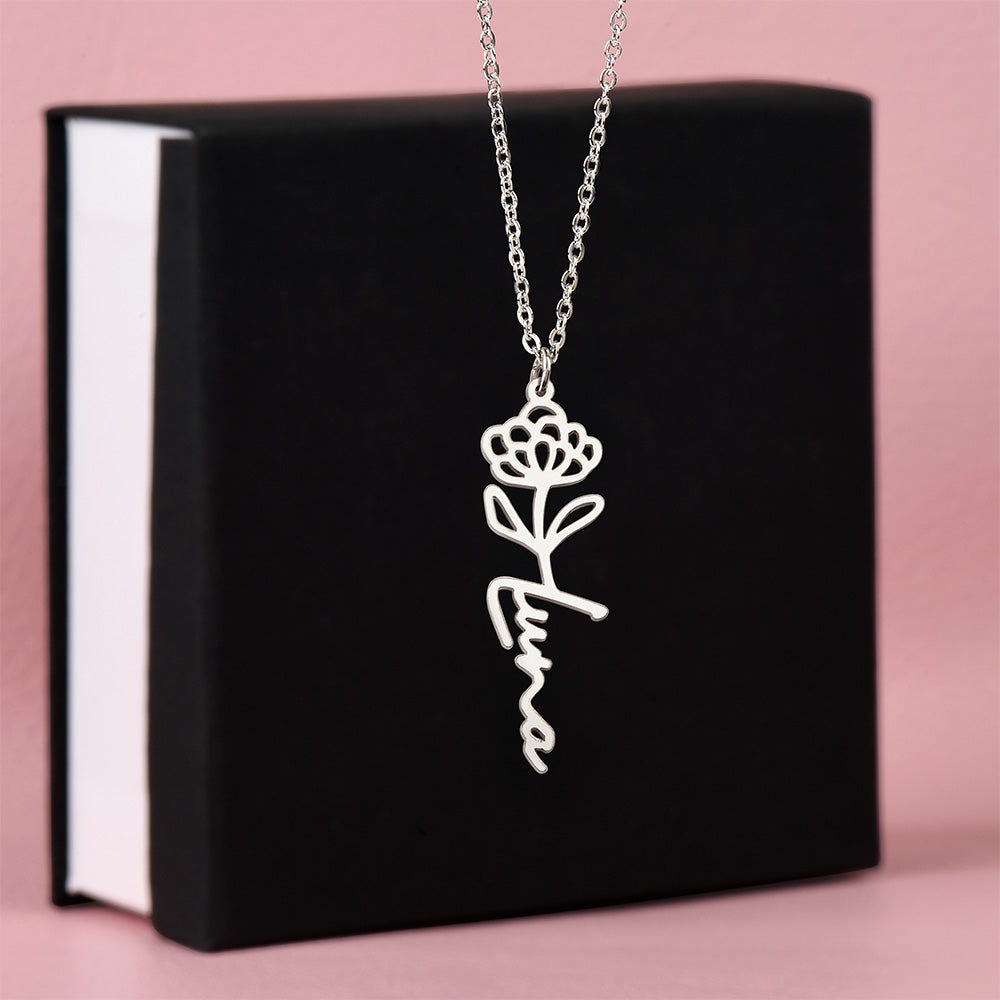 Flower Name Necklace (No Message Card)