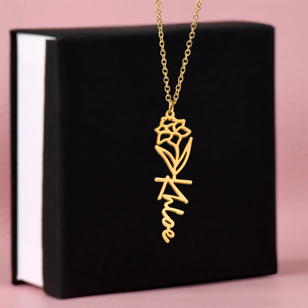 Flower Name Necklace (No Message Card)