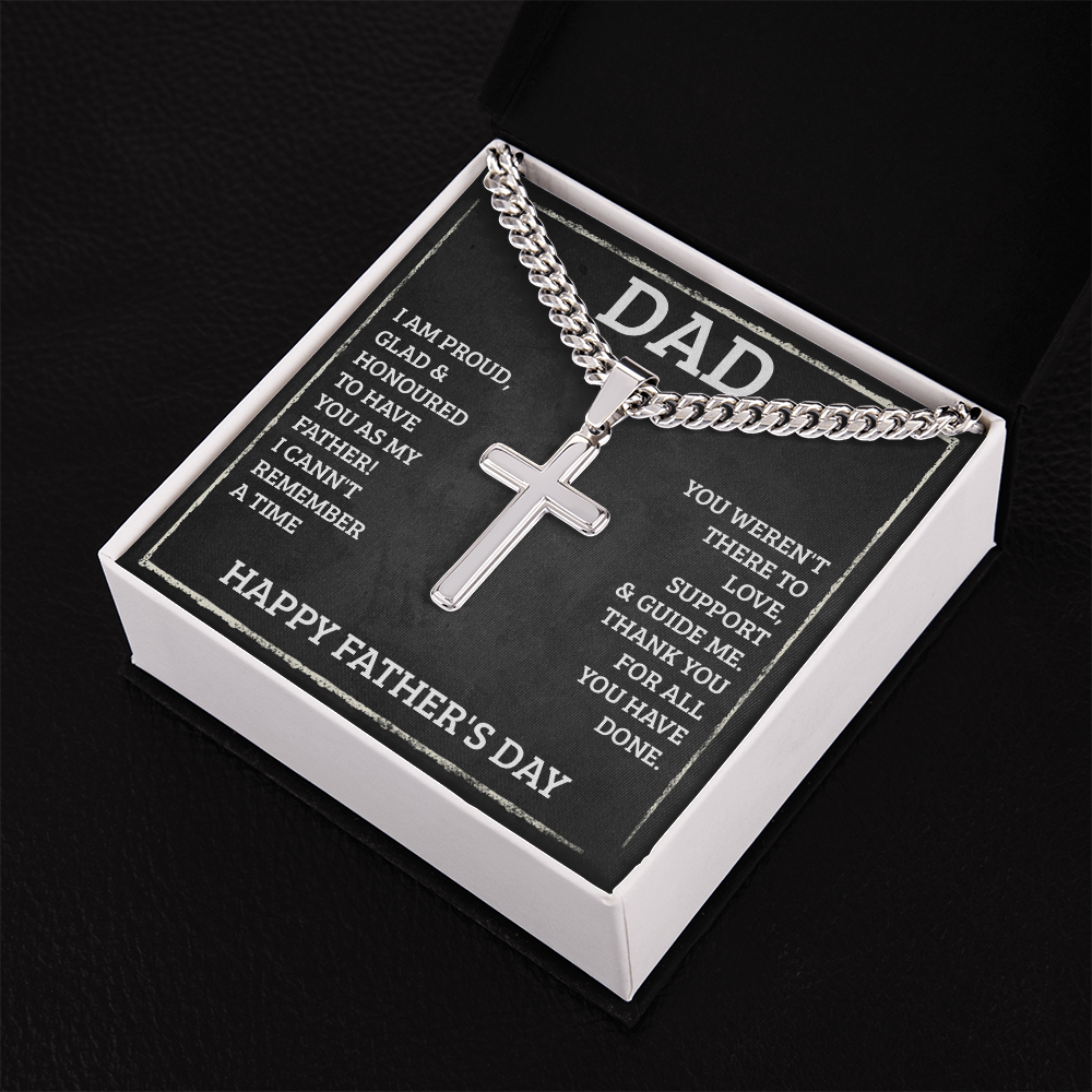 Personalized Cross Necklace with Cuban Link Chain