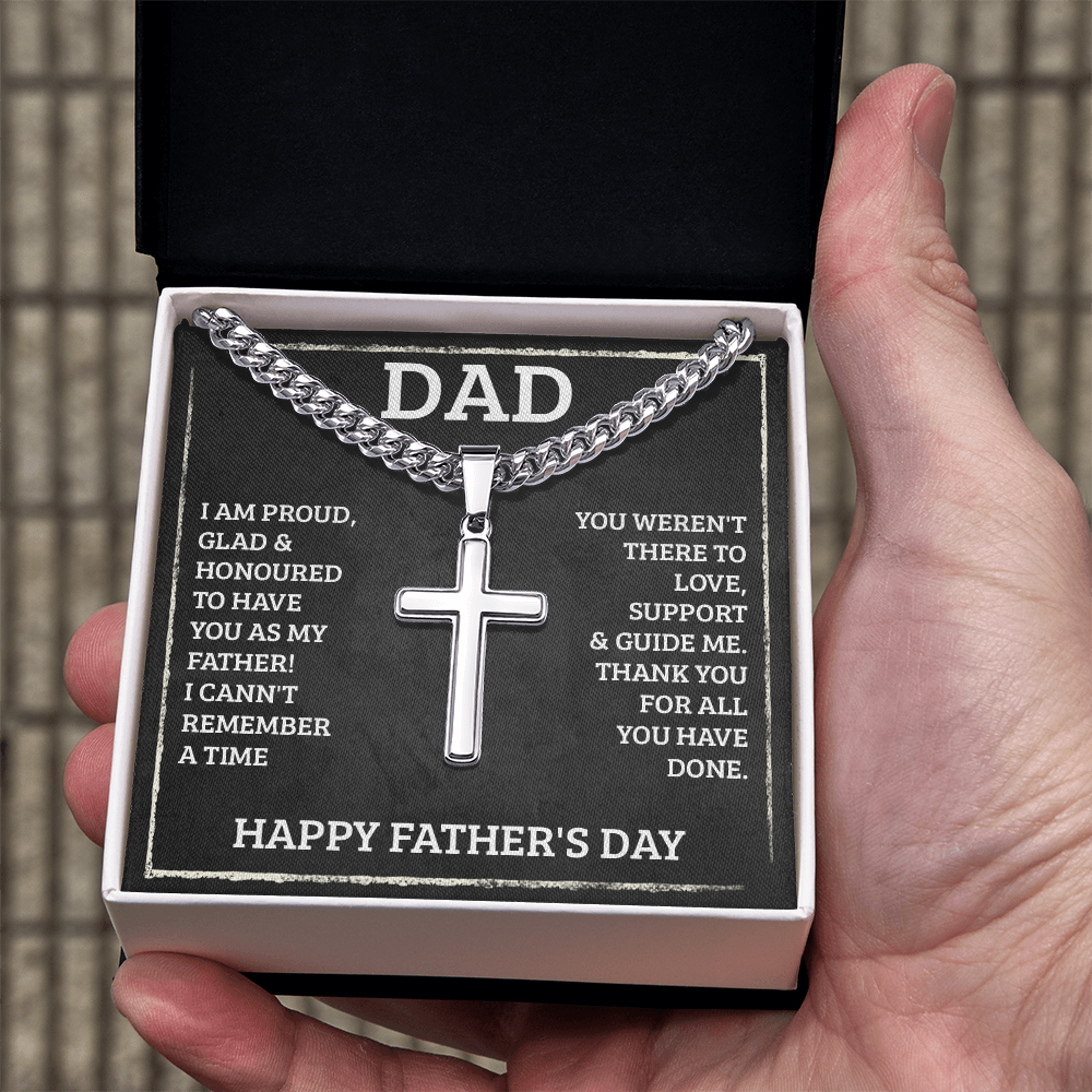 Personalized Cross Necklace with Cuban Link Chain