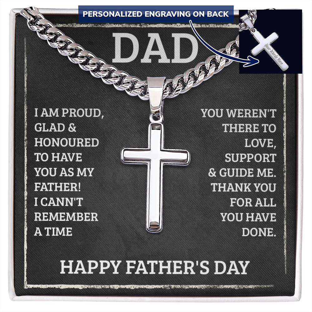Personalized Cross Necklace with Cuban Link Chain