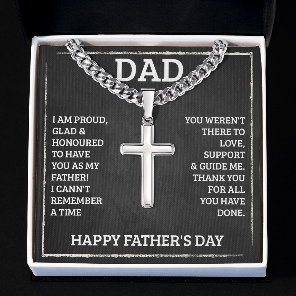 Personalized Cross Necklace with Cuban Link Chain