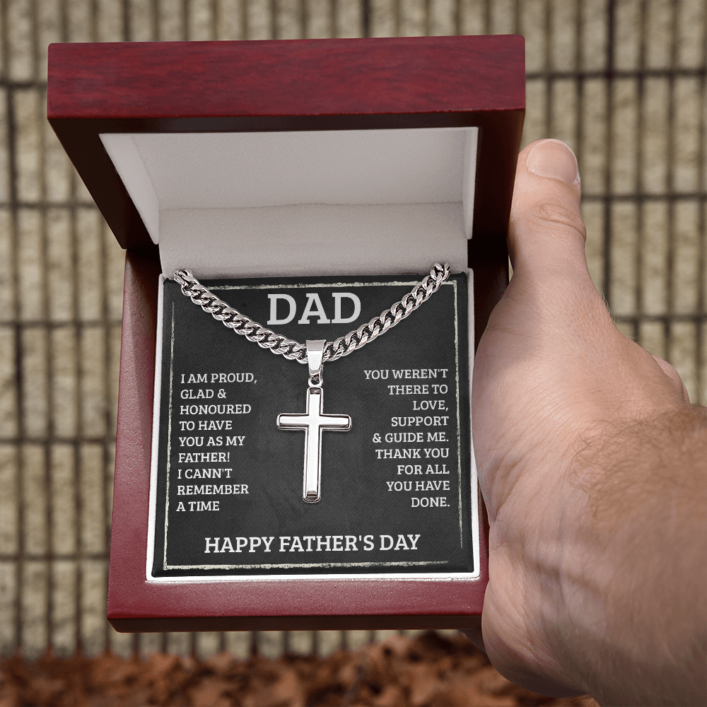 Personalized Cross Necklace with Cuban Link Chain