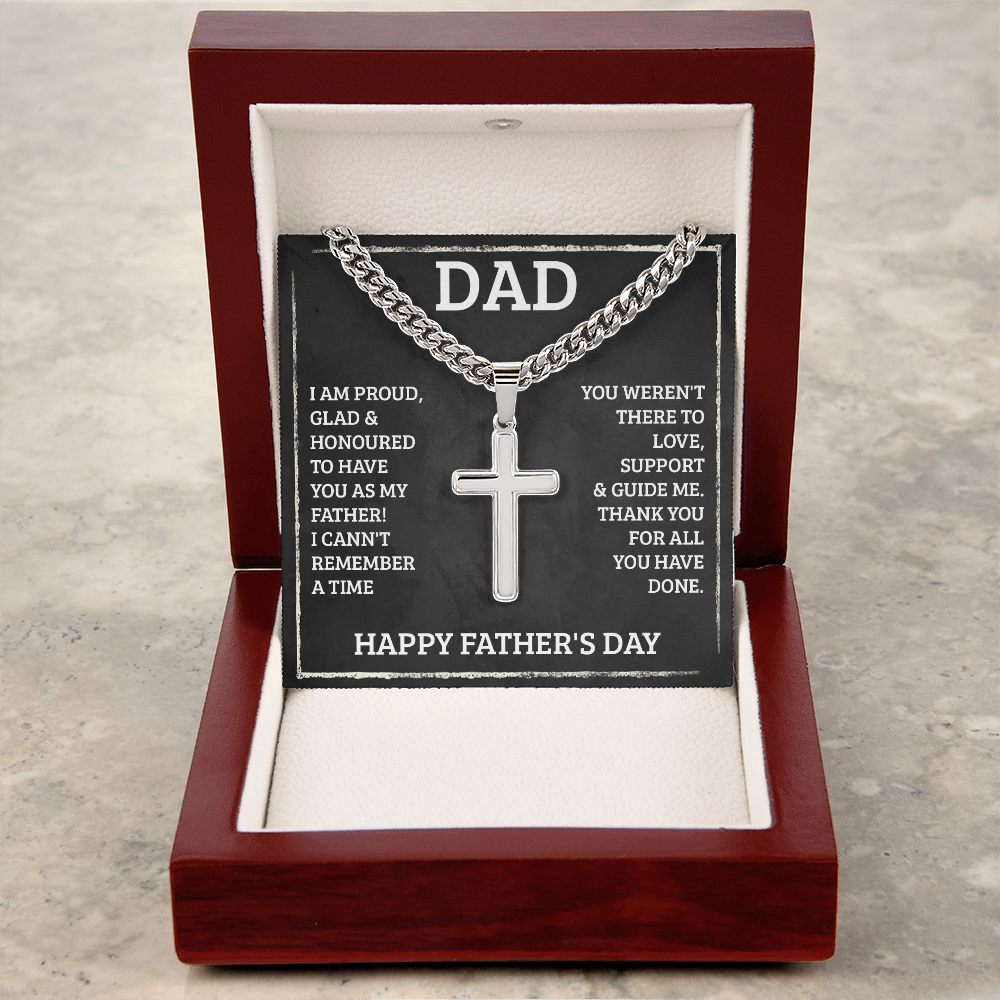 Personalized Cross Necklace with Cuban Link Chain