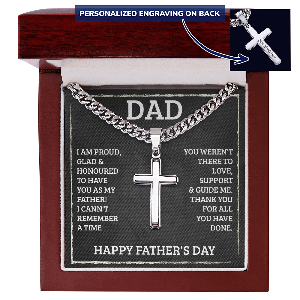 Personalized Cross Necklace with Cuban Link Chain