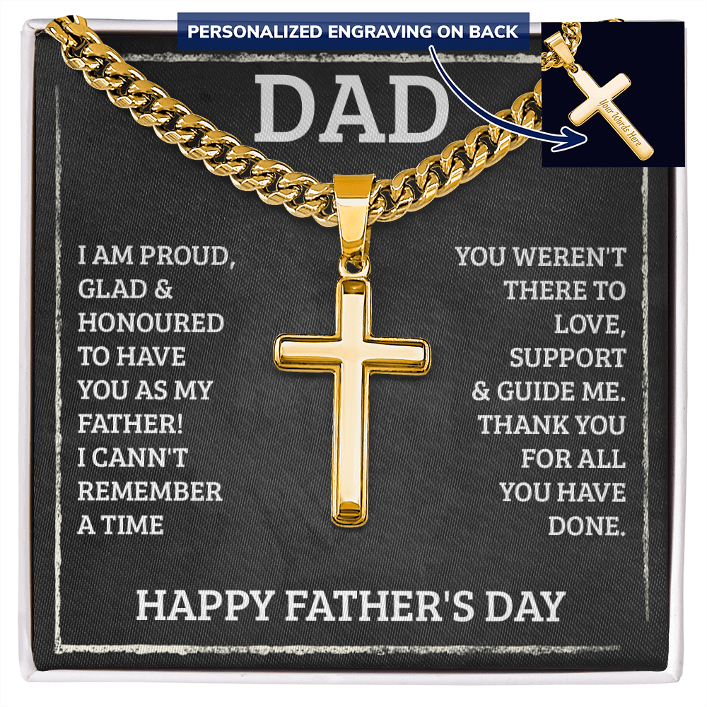 Personalized Cross Necklace with Cuban Link Chain