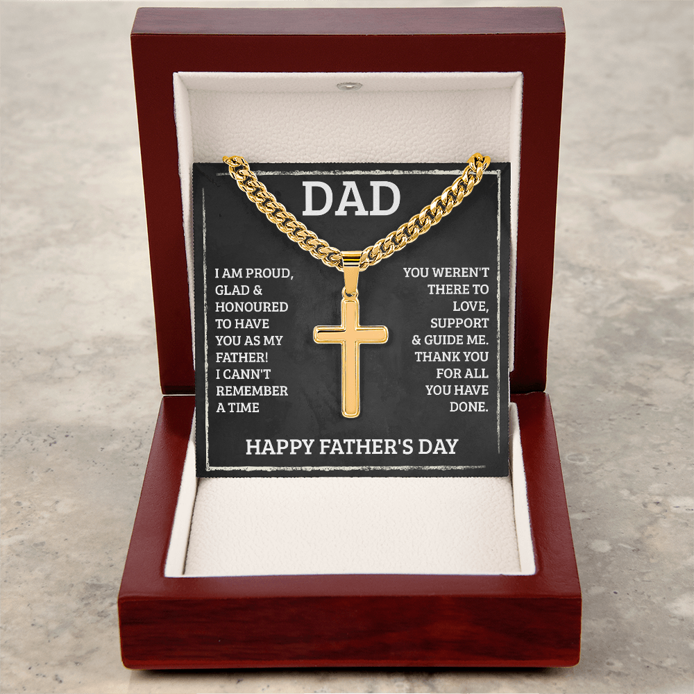 Personalized Cross Necklace with Cuban Link Chain
