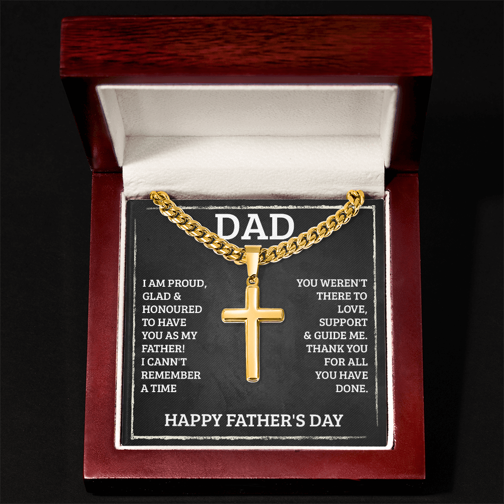 Personalized Cross Necklace with Cuban Link Chain