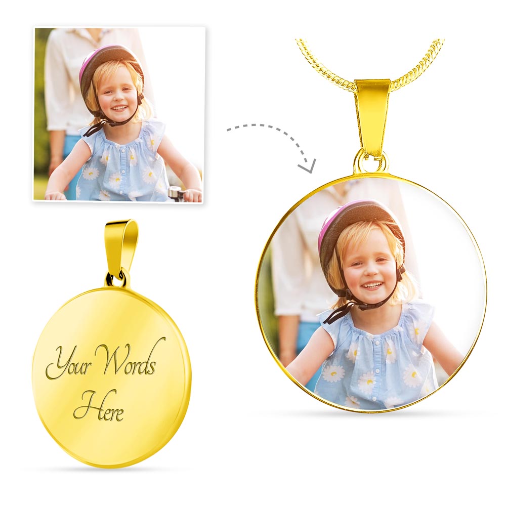 Custom Circle Necklace - Personalized Photo & Engraving